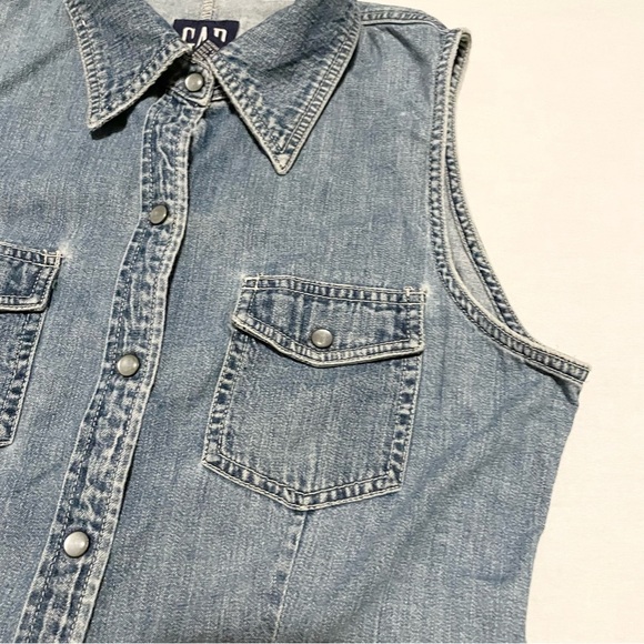 Vintage Gap Denim Sleeveless Maxi Dress - Picture 4 of 16